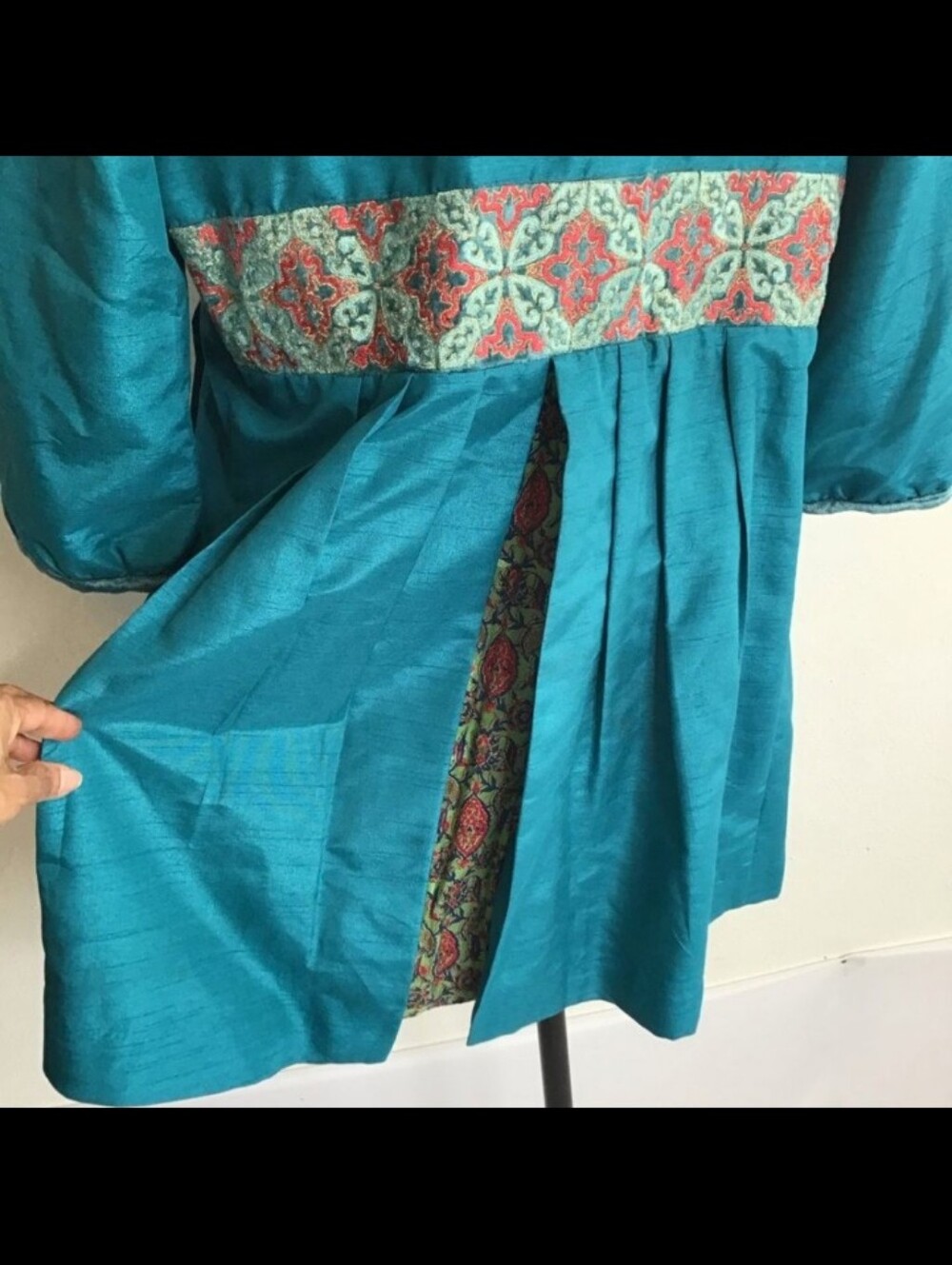Tracy Porter Teal Kimono Style Tie Front Jacket - Picture 6 of 11
